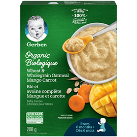 GERBER Organic Wheat & Wholegrain Oat Mango Carrot Baby Cereal